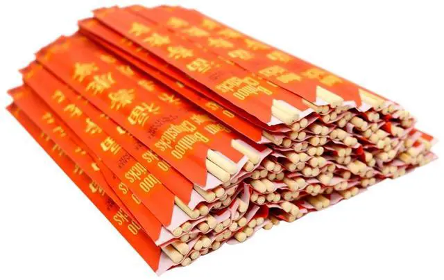 Main image of Bamboo 9 Inch Long, Sleeved and Separated, 100 Pairs, Red Disposable