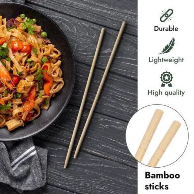 Alt view image 3 of 5 - Bamboo 9 Inch Long, Sleeved and Separated, 100 Pairs, Red Disposable