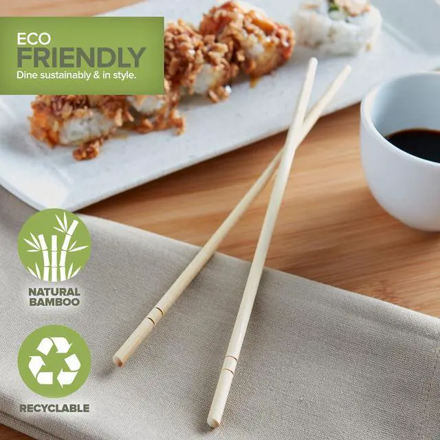 Alt view image 6 of 7 - Disposable Bamboo Chopsticks (100 Pack), Wooden Separated and Wrapped Chopsticks for Chinese Food, Sushi, Takeout and Delivery