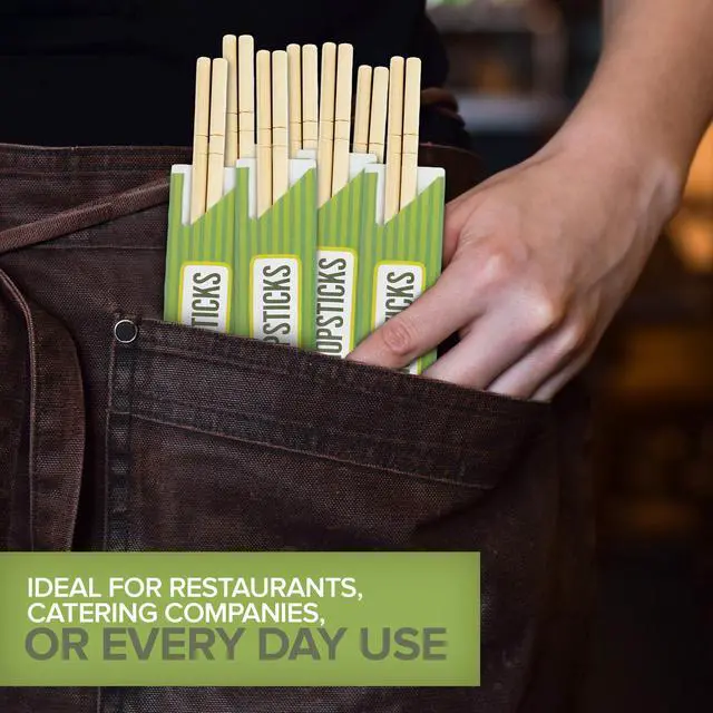 Alt view image 7 of 7 - Disposable Bamboo Chopsticks (100 Pack), Wooden Separated and Wrapped Chopsticks for Chinese Food, Sushi, Takeout and Delivery
