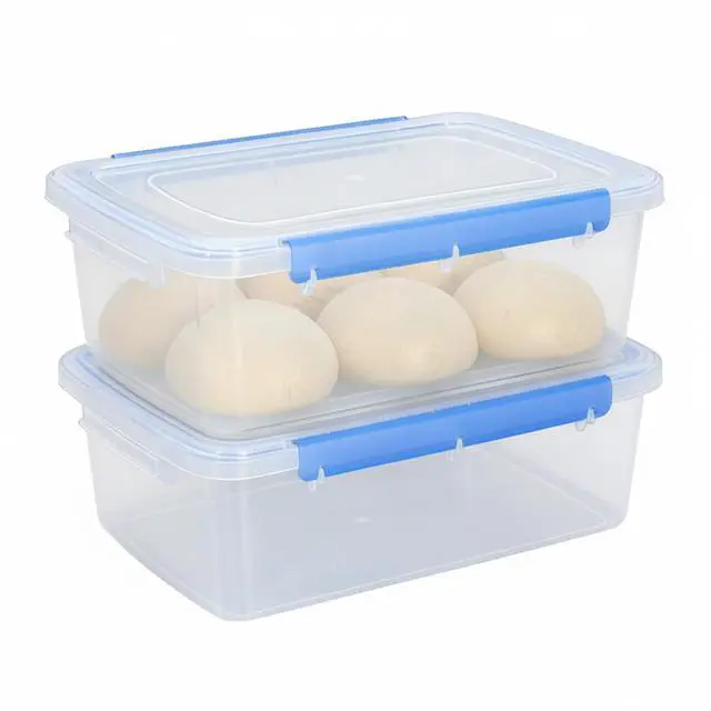 Main image of 2 Pack Pizza Dough Proofing Box, 8 L/270 oz Clear Plastic Proofing Container with Dual-Latch Lid for Refrigerator Storage, Stackable Dough Tray, Large Pizza Storage Box for Home Bakers & Bread Makers