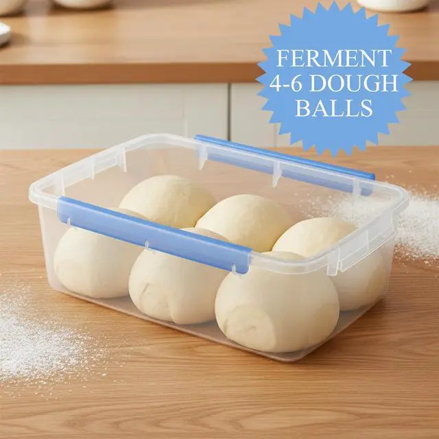 Alt view image 3 of 7 - 2 Pack Pizza Dough Proofing Box, 8 L/270 oz Clear Plastic Proofing Container with Dual-Latch Lid for Refrigerator Storage, Stackable Dough Tray, Large Pizza Storage Box for Home Bakers & Bread Makers