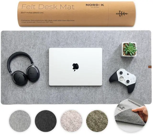 Main image of Large Felt Desk Mat - Marle - 35 x 17 inch - Full Desk Keyboard Mat - Keyboard and Mouse Pad - Large Desktop Felt Pad