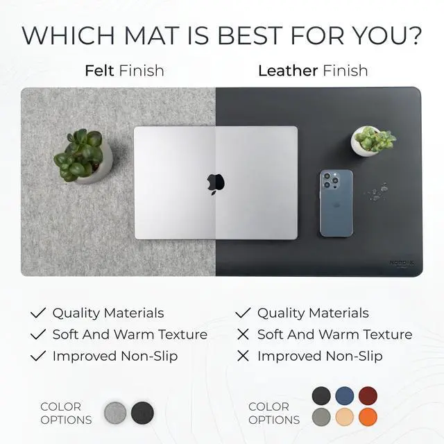 Alt view image 7 of 7 - Large Felt Desk Mat - Marle - 35 x 17 inch - Full Desk Keyboard Mat - Keyboard and Mouse Pad - Large Desktop Felt Pad