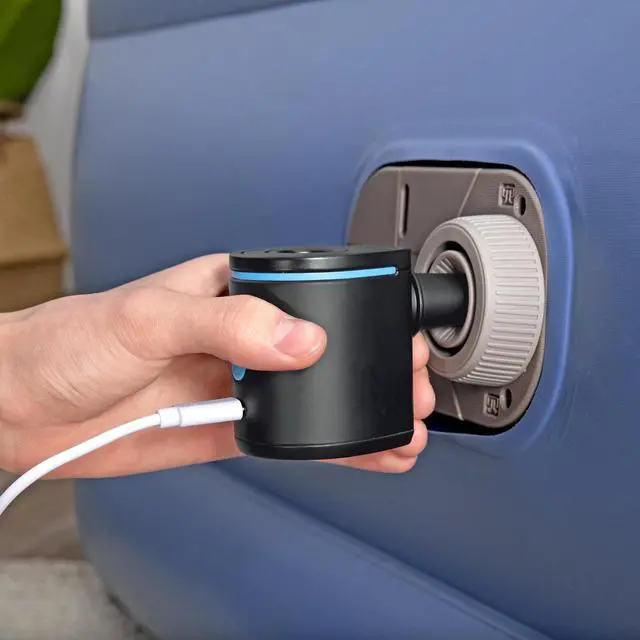 Alt view image 4 of 7 - Powertouch Pocket: USB Electric Air Pump - 3 Universal Valve Adaptors, Inflation-Deflation, Carry Pouch, Compact Handheld, 90 L/min Airflow