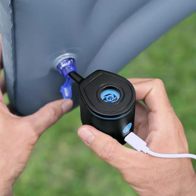 Alt view image 6 of 7 - Powertouch Pocket: USB Electric Air Pump - 3 Universal Valve Adaptors, Inflation-Deflation, Carry Pouch, Compact Handheld, 90 L/min Airflow