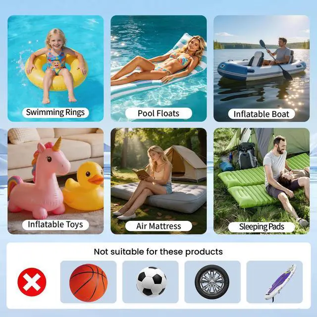 Alt view image 6 of 7 - Portable Air Pump for Inflatables, Rechargeable Air Mattress Pump, 400L/min Quick-Fill Inflate & Deflate, 6000mAh Battery Powered Pump for Air Beds, Pool Floats, Vacuum Storage Bags