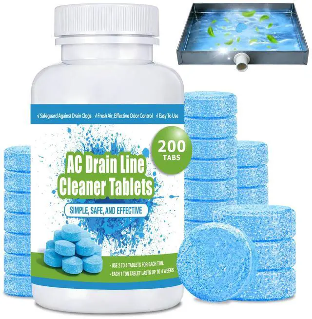 Main image of AC Drain Line Cleaner (200 Count)- Prevents Odors, Keeps HVAC Drain Pan Clean,No-Residue, Water-Soluble, Fast-AC Line Cleaner For HVAC Window Units, Mini-Splits System Maintenance