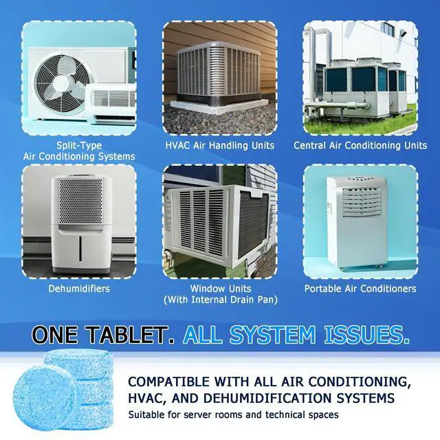 Alt view image 3 of 7 - AC Drain Line Cleaner (200 Count)- Prevents Odors, Keeps HVAC Drain Pan Clean,No-Residue, Water-Soluble, Fast-AC Line Cleaner For HVAC Window Units, Mini-Splits System Maintenance