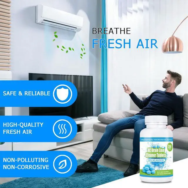 Alt view image 6 of 7 - AC Drain Line Cleaner (200 Count)- Prevents Odors, Keeps HVAC Drain Pan Clean,No-Residue, Water-Soluble, Fast-AC Line Cleaner For HVAC Window Units, Mini-Splits System Maintenance