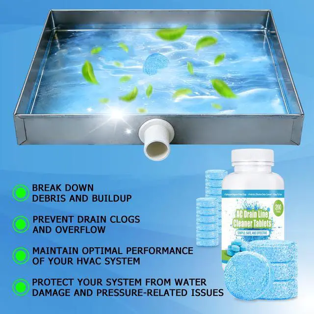 Alt view image 5 of 7 - AC Drain Line Cleaner (200 Count)- Prevents Odors, Keeps HVAC Drain Pan Clean,No-Residue, Water-Soluble, Fast-AC Line Cleaner For HVAC Window Units, Mini-Splits System Maintenance