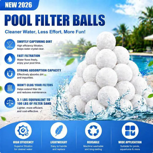 Alt view image 2 of 7 - 3.1 Lbs Pool Filter Balls, Eco-Friendly Filter Balls for Swimming Pool Sand Filters, Lightweight and Reusable Fiber Ball, Replace 100 lbs Pool Filter Sand