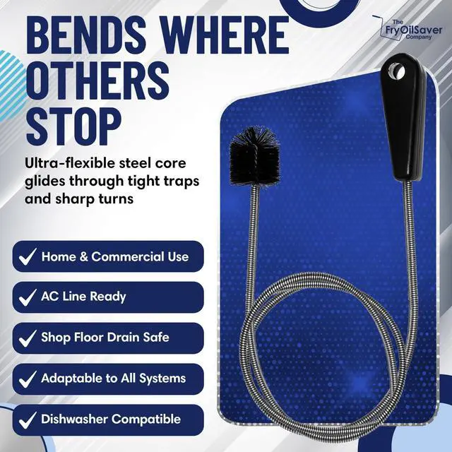 Alt view image 2 of 7 - 48" Flexible Tube Brush Long Pipe Snake for Sink - AC Condensate Line Cleaning - Flexible Pipe Cleaner Brush for Hair, Food & Clog Removal - Cleaner Tool B313C by FryOilSaver Co.