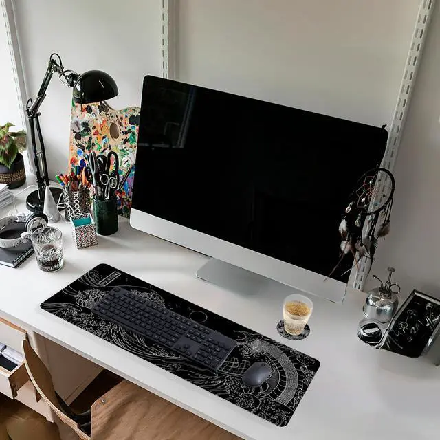 Alt view image 5 of 7 - Kanagawa Wave Mouse Pad (Bonus: Coaster + Bag) 31.5x11.8 Inch, 0.12-Inch Thick Extended Gaming Mouse Pad & Desk Mat, Non-Slip, Waterproof for Gaming, Office & Home Use