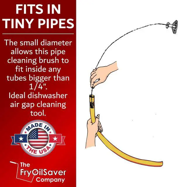 Alt view image 5 of 6 - 48" Air-Gap Drain Brush - Flexible Dishwasher and Sink Cleaner Tool for Home and Commercial Kitchen - Long Pipe Snake for Garbage Disposal, Shower, Hair Clog Remover - B291C by FryOilSaver Co.