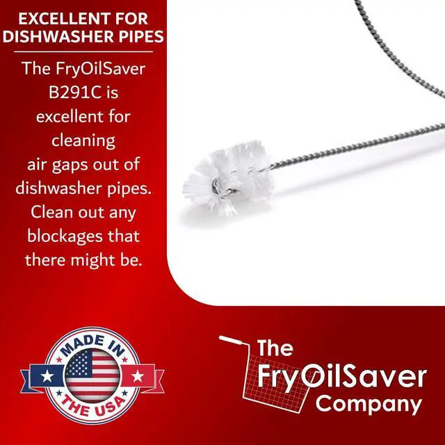 Alt view image 3 of 6 - 48" Air-Gap Drain Brush - Flexible Dishwasher and Sink Cleaner Tool for Home and Commercial Kitchen - Long Pipe Snake for Garbage Disposal, Shower, Hair Clog Remover - B291C by FryOilSaver Co.