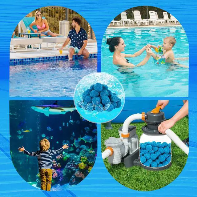 Alt view image 5 of 7 - 3.1 lbs Pool Filter Balls for Sand Filter, Reusable Pool Sand Filter Balls, Efficient Blue Filter Media Balls, Suitable for All Sand Filter System (Equals 100lbs Pool Filter Sand)