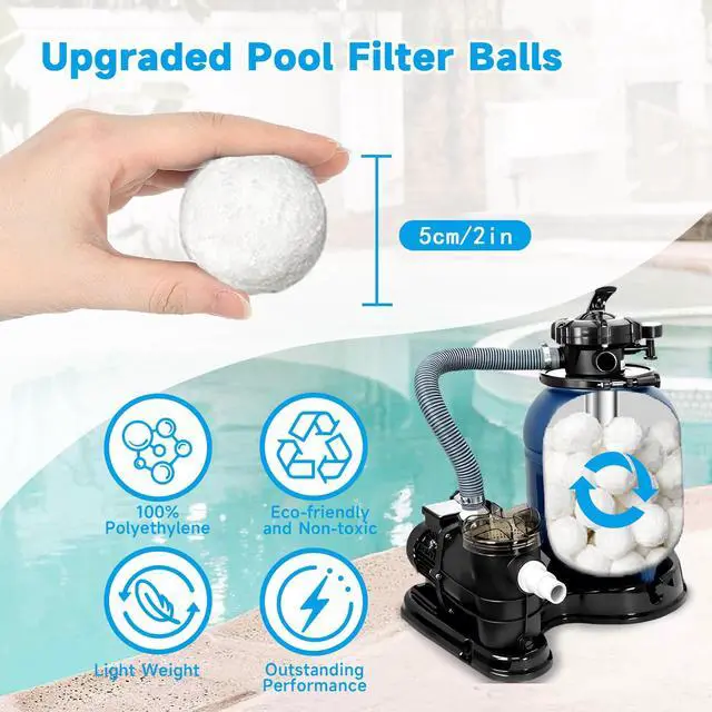 Alt view image 2 of 7 - 3.53 Lbs Pool Filter Balls for Sand Filter, Reusable Eco-Friendly Pool Filter Balls (Equals 110 lbs Pool Filter Sand) with Wash Bag, Filter Balls for Swimming Pools, for Aquarium Tank & Filter Pumps