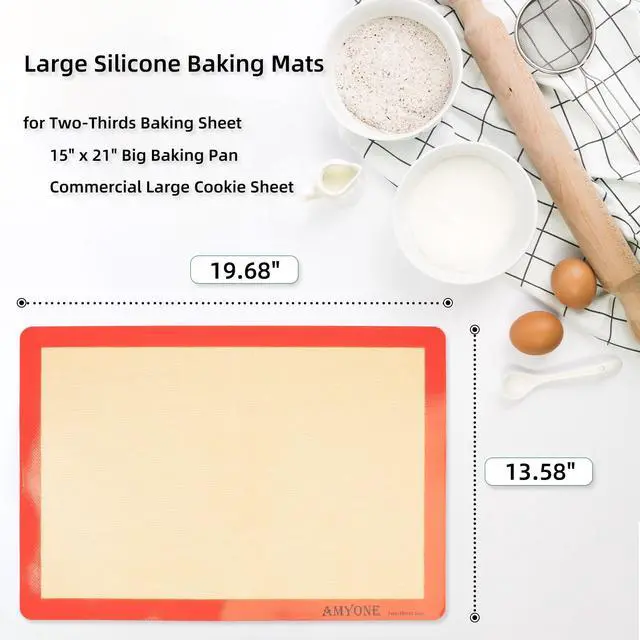 Alt view image 2 of 7 - Silicone Baking Mats for Two Thirds Size Pan, 2/3 Non-Stick Silicone Baking Sheet Liners for Cookies/Pastries/Chicken/Vegetables, Food Grade Silicone Mat for 15 x 21-inch Big Sheet, 1 PCS