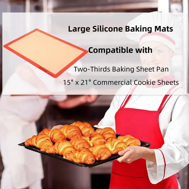Alt view image 6 of 7 - Silicone Baking Mats for Two Thirds Size Pan, 2/3 Non-Stick Silicone Baking Sheet Liners for Cookies/Pastries/Chicken/Vegetables, Food Grade Silicone Mat for 15 x 21-inch Big Sheet, 1 PCS