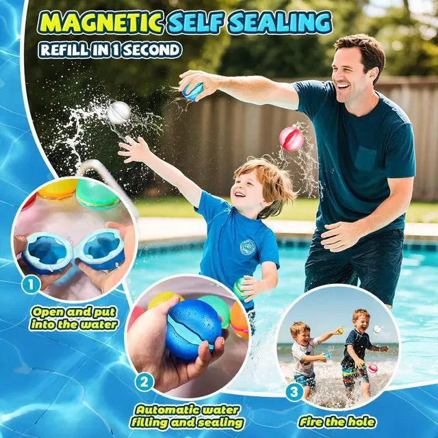 Alt view image 3 of 5 - 12PCS Magnetic Water Balloons Self-Sealing Reusable water Bombs | Instant-Fill, Ultra-Soft Silicone Outdoor Toys for Kids 3+ Zero Waste, Maximum Splash for Pool, Beach & Backyard