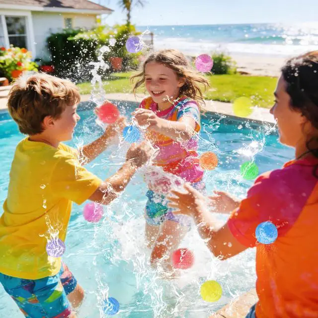 Alt view image 4 of 7 - 140 Pcs Reusable Water Balls,Water Games Toys Sponge Soaker Balls,Outdoor Water Balloons for Boys,Girls,Summer,Pool,Beach,Party(7 Bright Colors, with Mesh Bag)