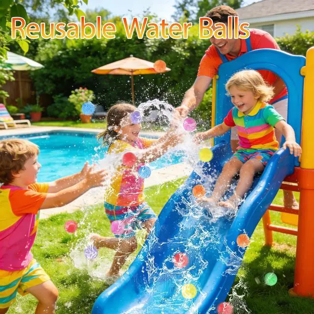 Alt view image 5 of 7 - 140 Pcs Reusable Water Balls,Water Games Toys Sponge Soaker Balls,Outdoor Water Balloons for Boys,Girls,Summer,Pool,Beach,Party(7 Bright Colors, with Mesh Bag)