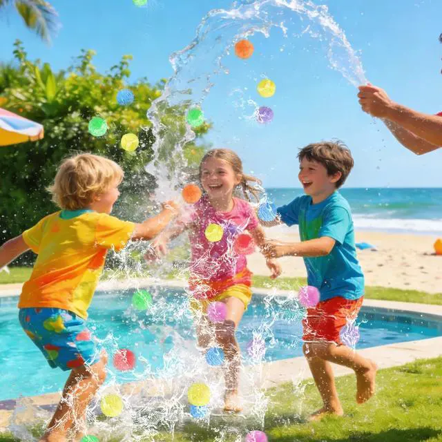 Alt view image 7 of 7 - 140 Pcs Reusable Water Balls,Water Games Toys Sponge Soaker Balls,Outdoor Water Balloons for Boys,Girls,Summer,Pool,Beach,Party(7 Bright Colors, with Mesh Bag)