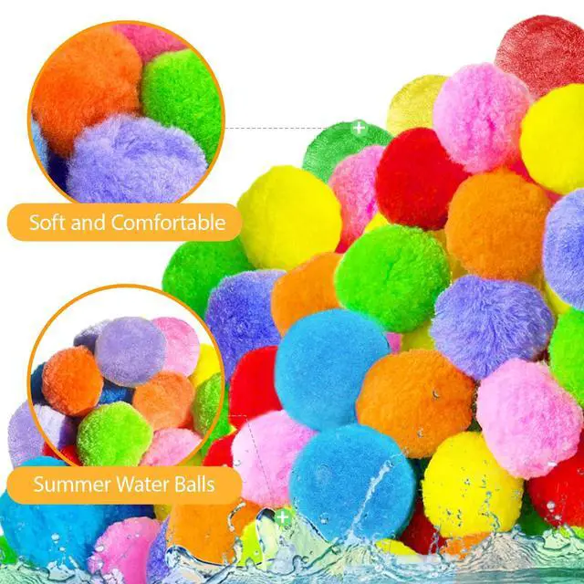 Alt view image 3 of 7 - 140 Pcs Reusable Water Balls,Water Games Toys Sponge Soaker Balls,Outdoor Water Balloons for Boys,Girls,Summer,Pool,Beach,Party(7 Bright Colors, with Mesh Bag)