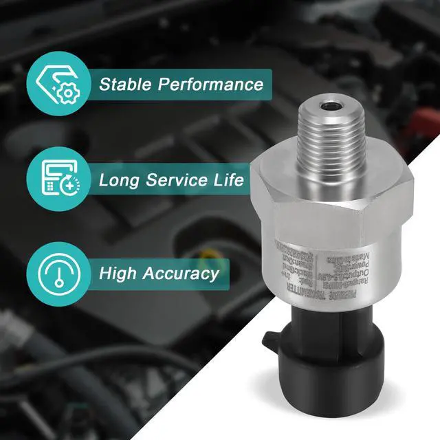 Alt view image 2 of 6 - 500 PSI Pressure Transducer Sender Sensor with 1/8" -27 NPT 316 Stainless Steel Thread and Harness Connector for Oil Fuel Air Water Pressure