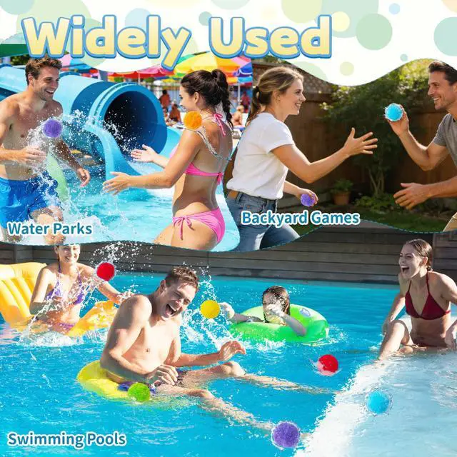 Alt view image 5 of 7 - 100 Pcs Reusable Water Balloons,Summer Soaker Ball,Outdoor Games Soft Water Balls,Reusable Splash Balls for Beach,Backyard,Pool,Party Favors
