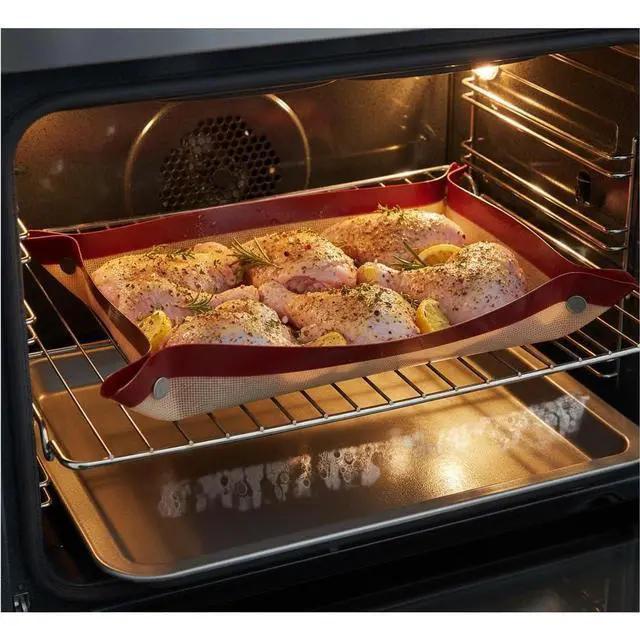 Main image of 2-in-1 Silicone Baking Mat & Convertible Baking Pan Non-Stick Reusable Oven Liner with Snap Button Corners, Heat Resistant Professional Baking Sheet for Pizza, Cookies, Bread & Pastries