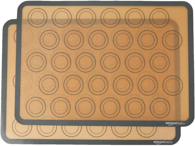Main image of Silicone Baking Mat for Macarons, Non-Stick, Food Safe, Reusable, Oven-Safe, 16.5" x 11.6", Beige/Gray, 2-Pack