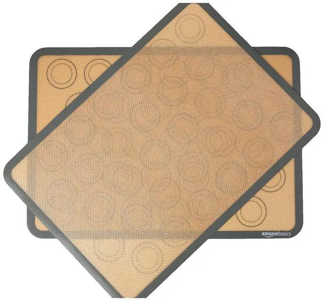 Alt view image 2 of 3 - Silicone Baking Mat for Macarons, Non-Stick, Food Safe, Reusable, Oven-Safe, 16.5" x 11.6", Beige/Gray, 2-Pack