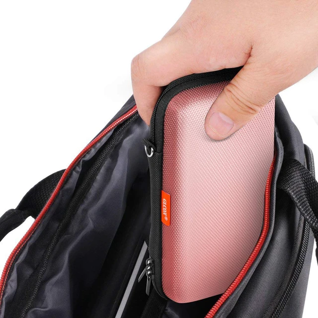 Alt view image 7 of 7 - Pink Portable Hard EVA Case, Small Zipper Travel Pouch Organizer | High Protection Bag for Battery, GPS, Hard Drive, Cell Phone, Charging Cable, Cord, Electronic Organizer