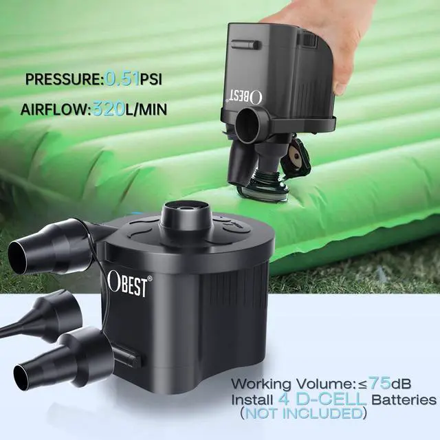 Alt view image 2 of 7 - Electric Air Pump for Mattress, Air Pump for Inflatables with 3 Quick-Fill Nozzle, Inflator Deflator Pumps Rechargeable Battery Powered, Wireless Automatic Pump for Air Sofa Couch Bed Pool Toys
