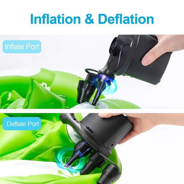Alt view image 5 of 7 - Electric Air Pump, Portable Quick-Fill Air Mattress Pumps for Inflatable Cushions with 3 Nozzles, 110V AC/12V DC, Inflator/Deflator for Outdoor Camping, Air Sofa, Boats, Pool Toys, Pool Floats, Airbed