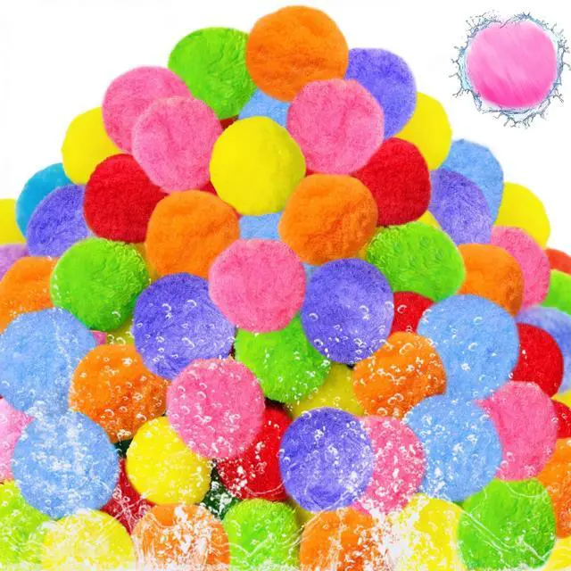 Main image of 140 Pcs Reusable Water Splash Balls,2.4 Inch Colorful Water Ball with a Mesh Bag for Kids,Pool Party,Lawn,Beach,Outdoor Game Activities