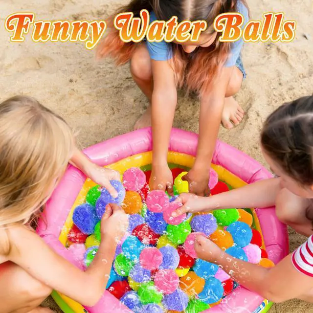 Alt view image 5 of 7 - 140 Pcs Reusable Water Splash Balls,2.4 Inch Colorful Water Ball with a Mesh Bag for Kids,Pool Party,Lawn,Beach,Outdoor Game Activities