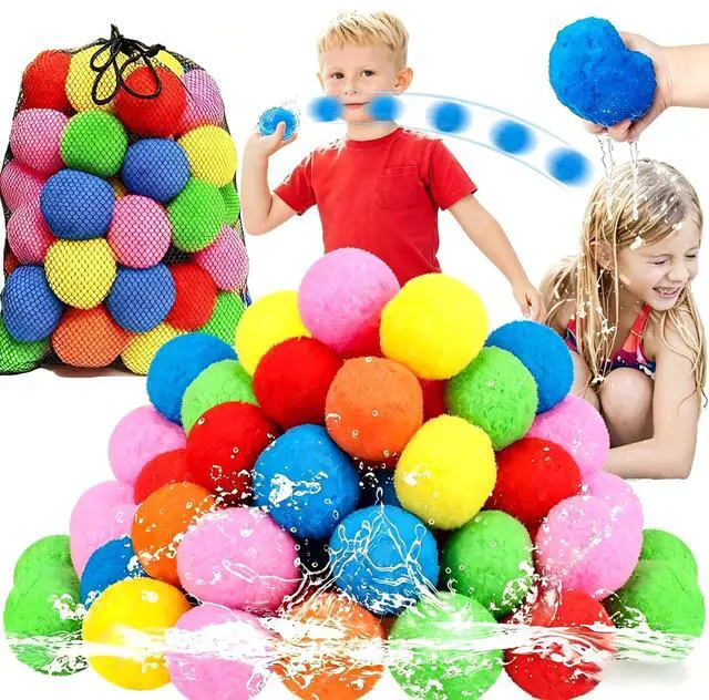 Main image of 60PCS Reusable Water Balloons, Water Balloons.Cotton Water Balls, Water Splash Balls, Water Balloon Game, Summer Toys and Out, Water Balloons for Kids