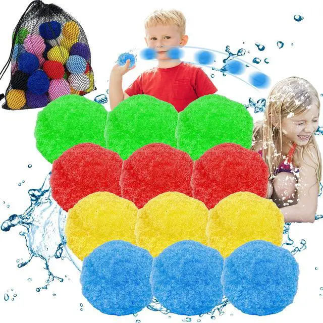 Alt view image 7 of 7 - 60PCS Reusable Water Balloons, Water Balloons.Cotton Water Balls, Water Splash Balls, Water Balloon Game, Summer Toys and Out, Water Balloons for Kids