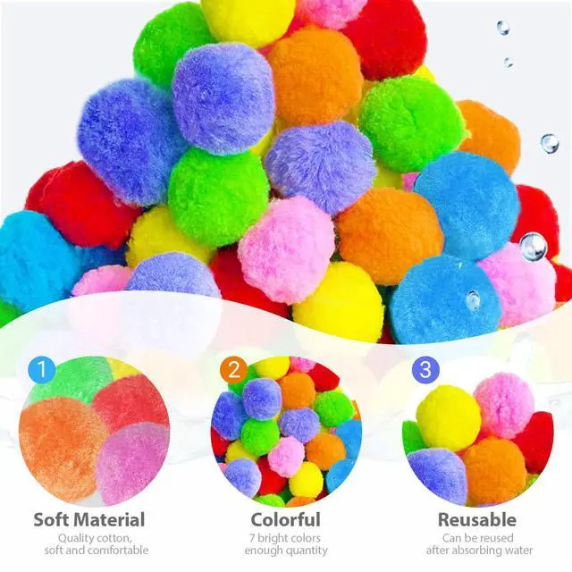 Alt view image 3 of 7 - 70 Pcs Reusable Water Balls with Mesh Bag,Outdoor Water Balloons for Kids,Soft Water Absorbent Balls for Outdoor Water Games,Pool,Beach,Activities