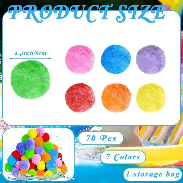 Alt view image 2 of 7 - 70 Pcs Reusable Water Balls with Mesh Bag,Outdoor Water Balloons for Kids,Soft Water Absorbent Balls for Outdoor Water Games,Pool,Beach,Activities