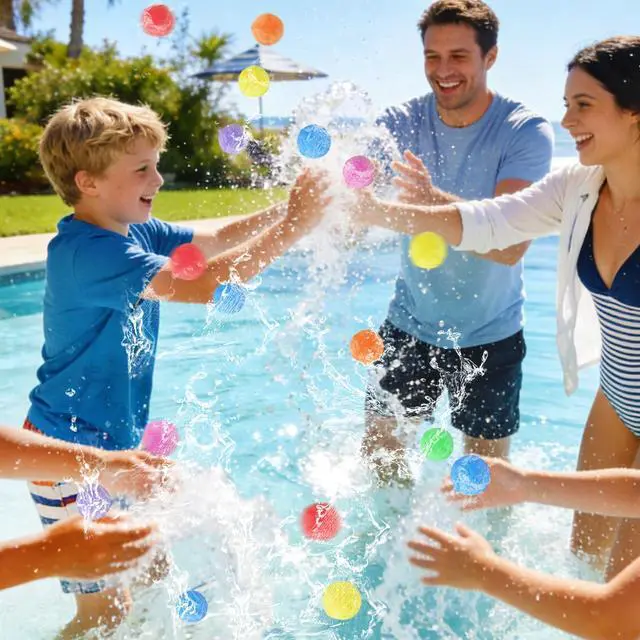Alt view image 7 of 7 - 70 Pcs Reusable Water Balls with Mesh Bag,Outdoor Water Balloons for Kids,Soft Water Absorbent Balls for Outdoor Water Games,Pool,Beach,Activities