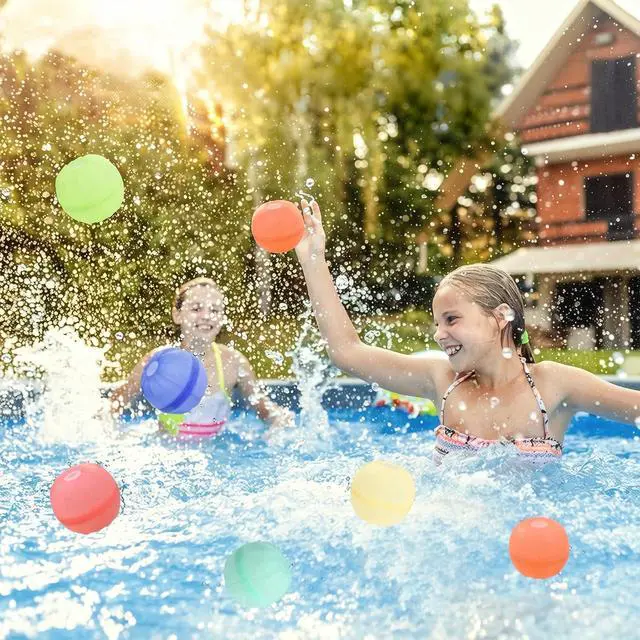 Alt view image 2 of 3 - 8 Pcs Reusable Water Balloons, Quick Fill Self-Sealing Water Balls for Kids & Adults, Soft Silicone Splash Balls for Summer Outdoor Games Pool Beach Toys, 1000+ Times Reusable (Non-Magnetic Design)