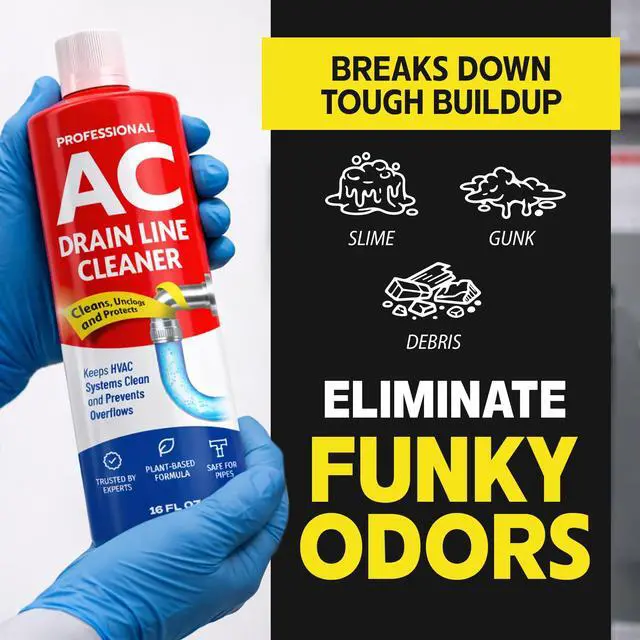 Alt view image 4 of 7 - AC Drain Line Cleaner Fast Acting Plant-Based Formula, Multi-Use HVAC Condensate & Air Conditioner Cleaning Liquid, Removes Buildup and Clears Clogged AC Lines, Up to 8 Uses, Made in USA, 16 oz