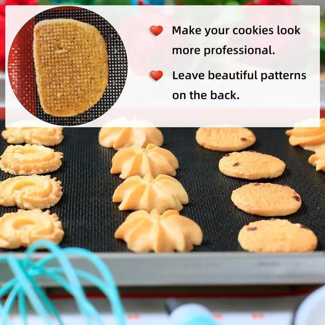 Alt view image 5 of 7 - Silicone Baking Mat with Microperforated, 2 PCS Perforated Baking Mats/Oven Liners for 13" x 18" Half Sheet Pan, Reusable Air Mesh Silicone Mat for Cookie/Eclair/Bread/Pizza/Pastry