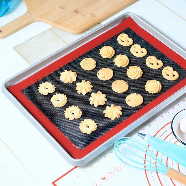 Alt view image 4 of 7 - Silicone Baking Mat with Microperforated, 2 PCS Perforated Baking Mats/Oven Liners for 13" x 18" Half Sheet Pan, Reusable Air Mesh Silicone Mat for Cookie/Eclair/Bread/Pizza/Pastry