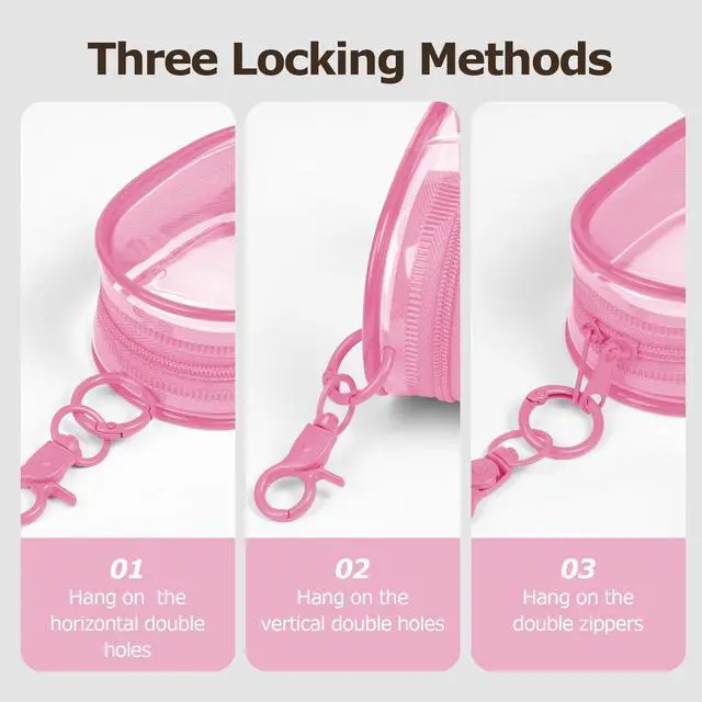 Alt view image 3 of 6 - 2 Pack Storage Bag for Organizing Data Cables, Earphone, Chargers, Keys, Change, Blind Box Doll Transparent Display Bag, Portable Multi-Function Storage (Pink + White)