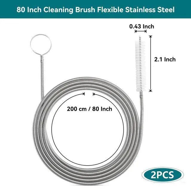 Alt view image 2 of 7 - 2 Pack 80 Inch Flexible Drain Brush, Sunroof Drain Cleaning Tool for Ice Maker, Refrigerator & AC Drain Line
